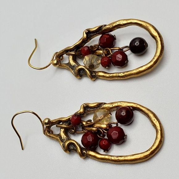 Gold and Red Earrings - Picture 14 of 14